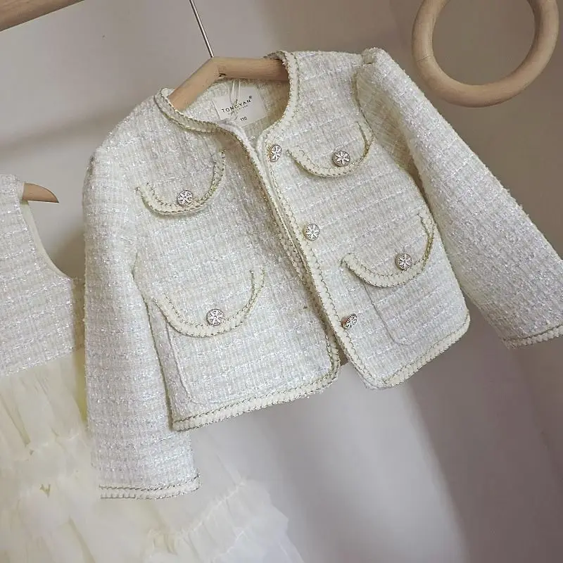 Ragazze Sweet Clothing Suit Kids Girl Princess Clothes set primavera autunno bambini Fashion Coat + Dress abiti Vintage Suit 2-10Y