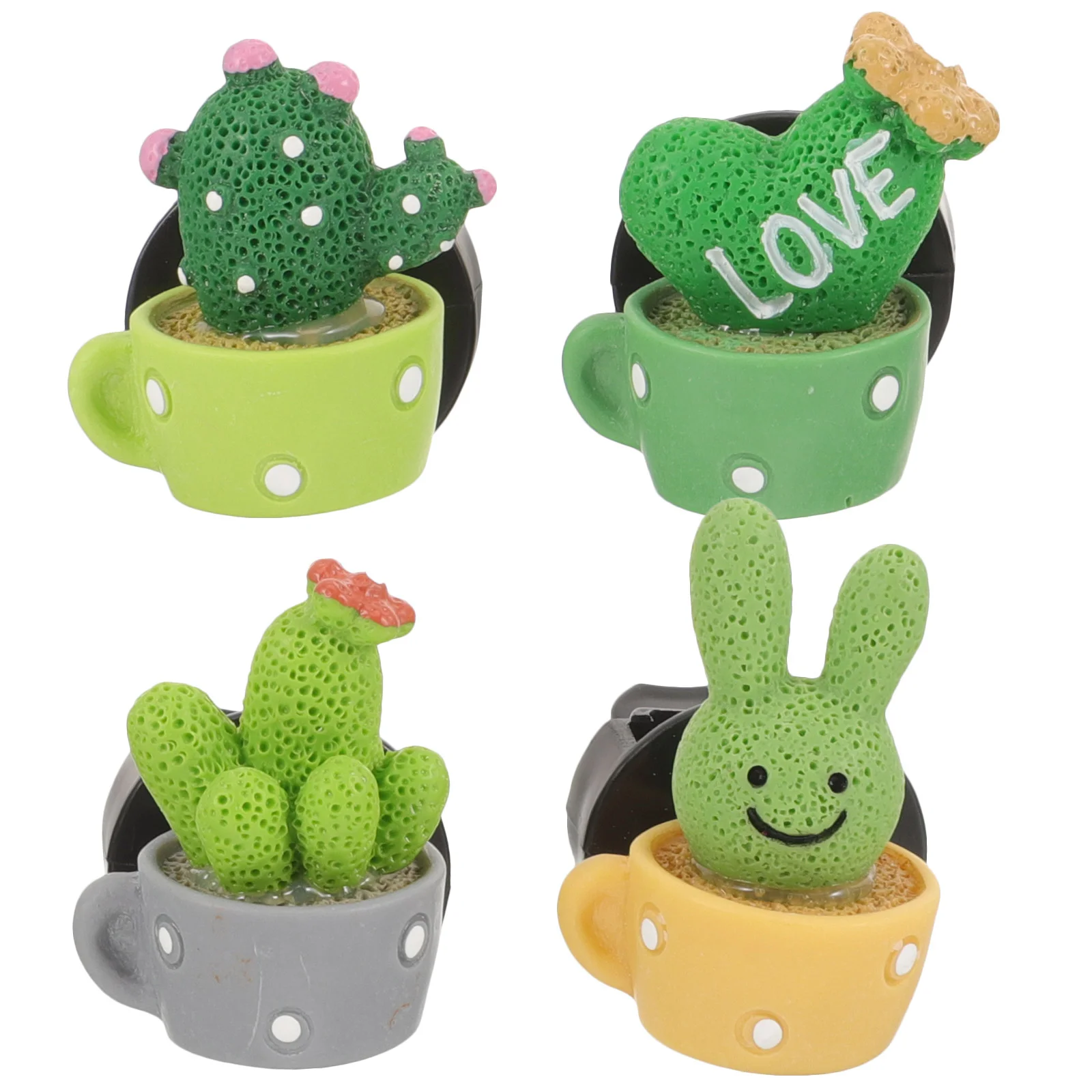 

4 Pcs Cactus Perfume Holder Cute Car Vent Clips Air Freshener Fresheners Accessories Cars for