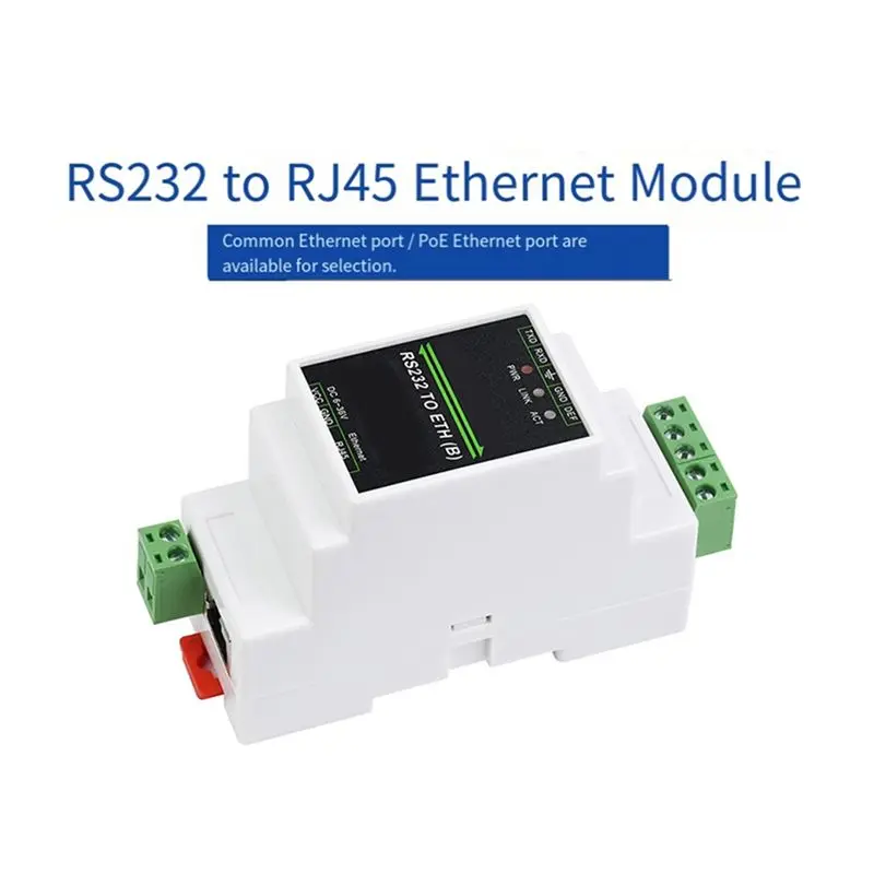 A64Z Industrial RS232 Serial To Ethernet Server RJ45 TCP/IP Converter Rail-Mount POE Conversion Module