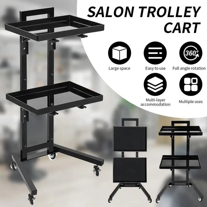 Beauty Salon Rolling Tray Stainless Steel Trolley Cart Height Mobiles Beauty Barber Spa Storage Salon Tattoo Hairstylist Tool