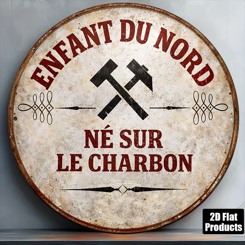 2D Flat - 1pc 8*8In/20X20Cm 2D Flat Round Sign, Retro Plaque about 