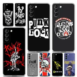 Punk Transparent Samsung S24Ultra Case For Galaxy S22 S21 S20 Ultra 5G FE S23 S24 Plus Case Soft Funda Cover Top Punk Bands Rock