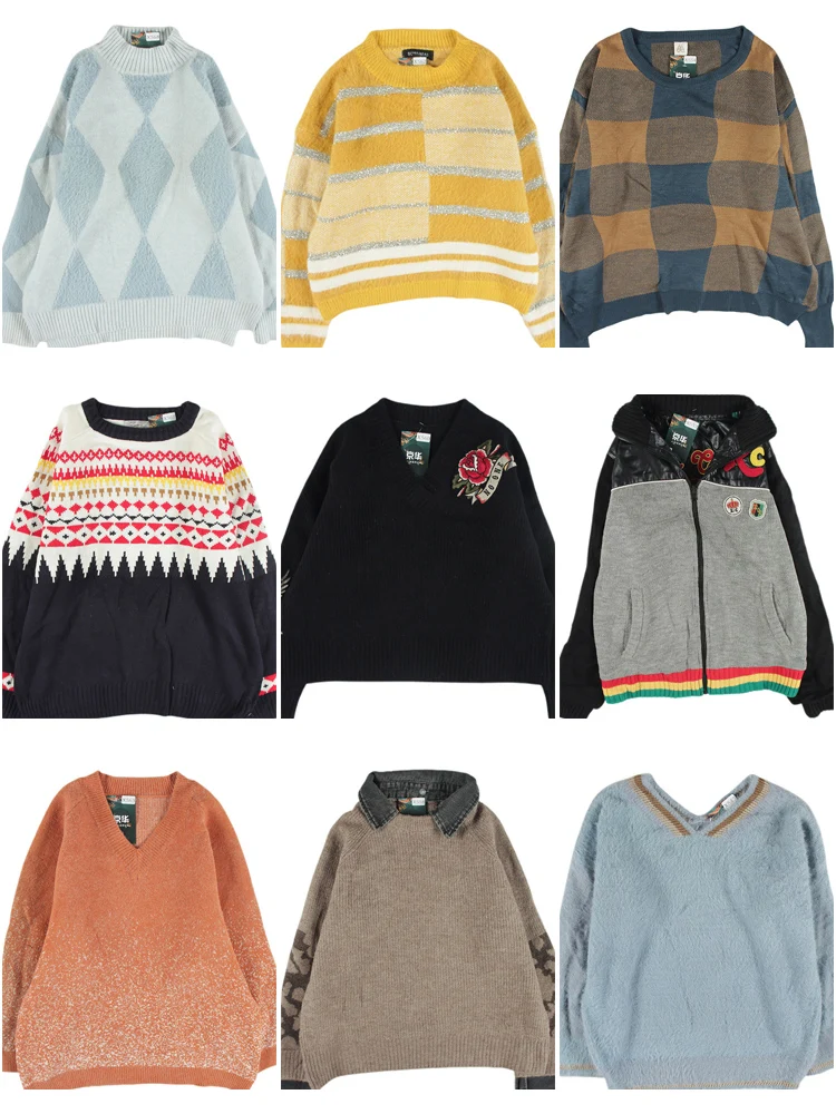 

Винтажный свободный крой, цветной шерстяной свитер с узором Blo, осень-зима, японский свитер в стиле ретро для поездок на работу