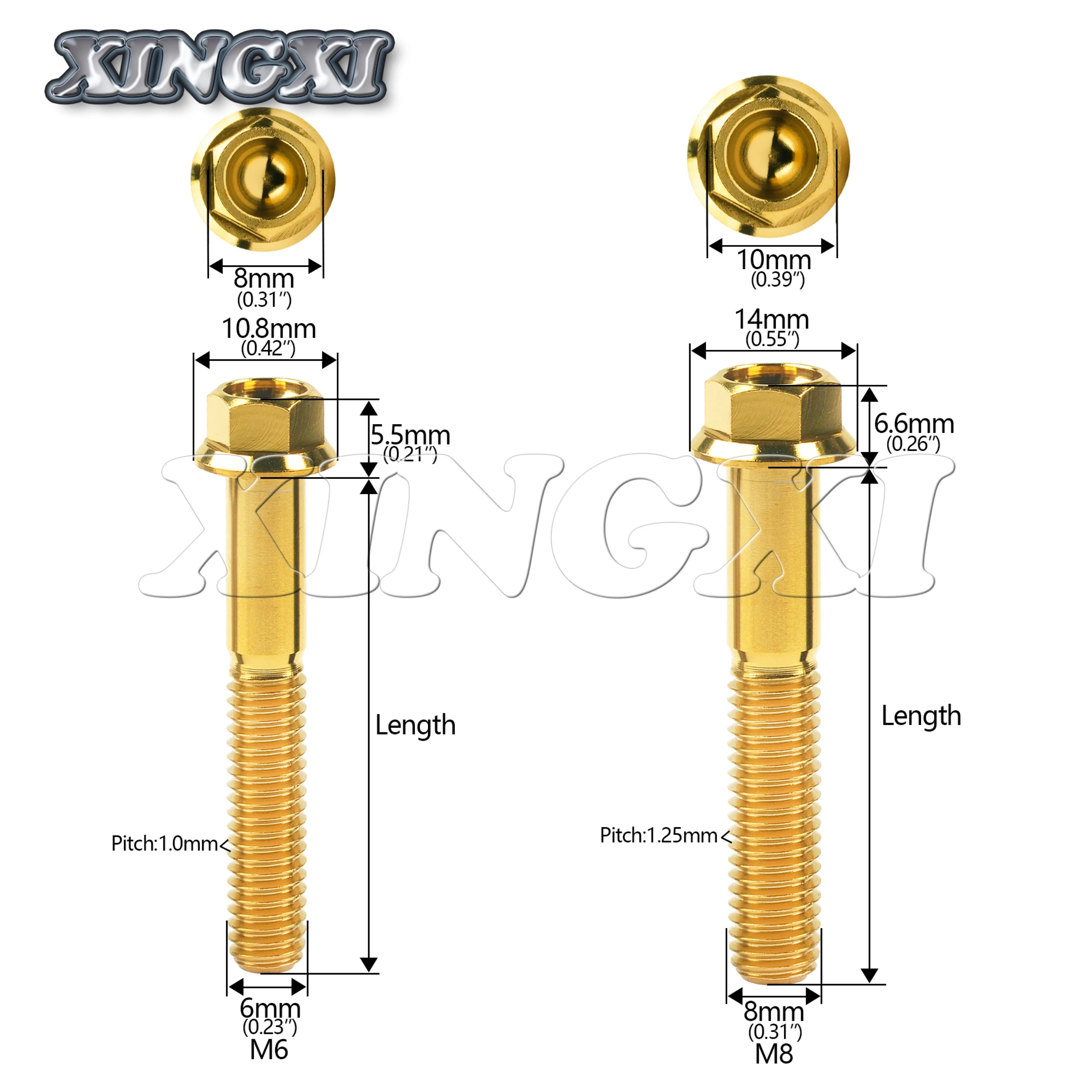 Xingxi Titanium Bolt M6M8X10 15 20 25 30 35 40 45 50 55 60 65 70 75 80 90 100mm Ti Flange Hex Head Bolt - Image 2