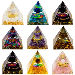 Natural Crystal Energy Generator Pyramid Peridot Amethyst Reiki Healing Chakra Resin Pyramid Egyptian Decor Room Decoration 1pc