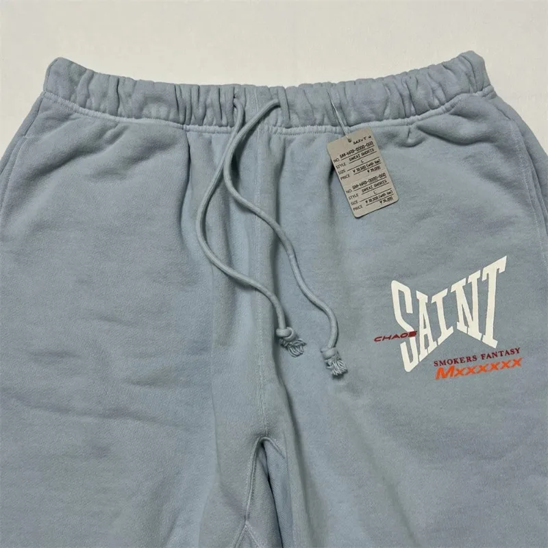 

SAINT MICHAEL SWEAT SHORTS Men Women 1：1 Best High Quality Oversized Jogger Drawstring Shorts