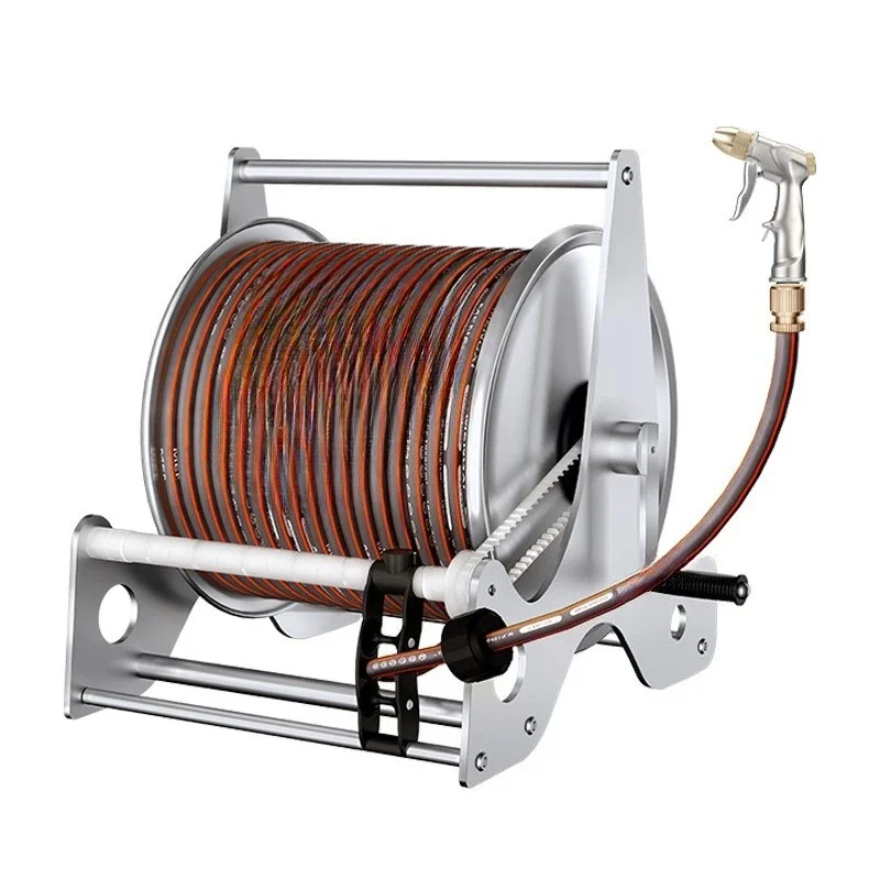 

Stainless steel metal water pipe storage rack household high pressure car wash water gun nozzle 4 points 6 points hose rewinder