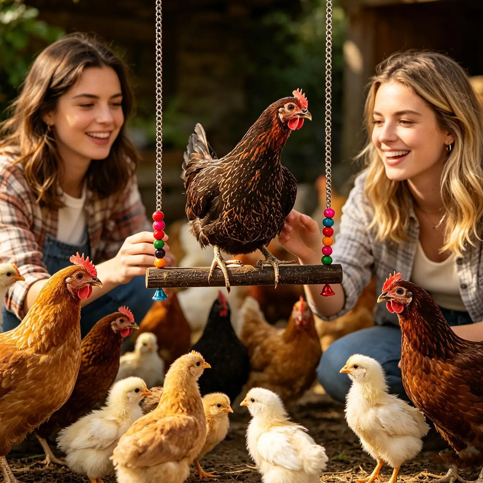 Juguetes de madera para gallineros, parques de actividades y juguetes de enriquecimiento para gallinas, para trepar y masticar, aptos para gallos, aves de corral, loros, gallinas, para jaulas, corrales y patios traseros.