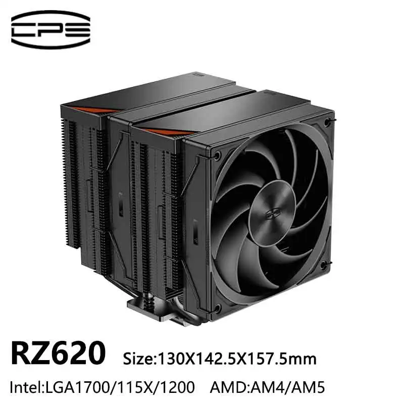 

PCCOOLER RZ620 Computer CPU Air-cooler Heat Sink 6 Heat Pipe/Dual Tower/3 Gear Regulation Controller/Support 1700 AM5