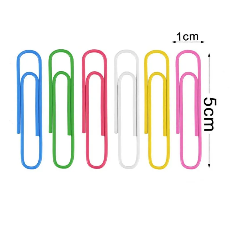 300Pcs Set Paperclips 50mm Office School Book Wall Map Photo Memo Pad Notes Paper Clips Pins Stationery DIY Decoration 6 Color