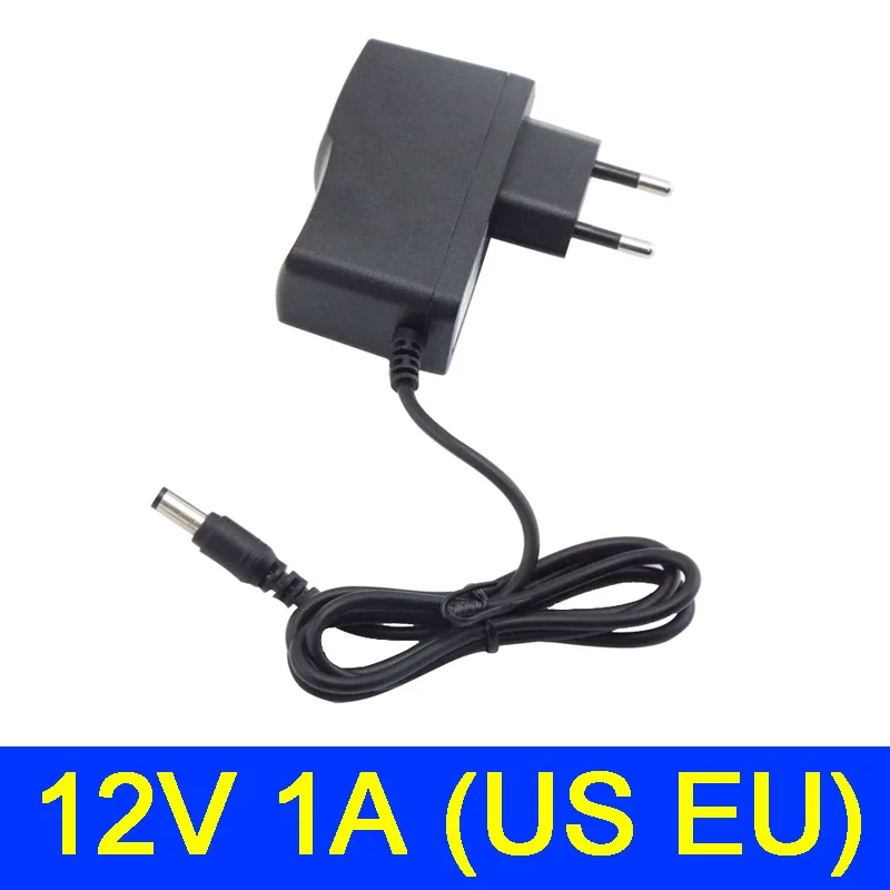 AC 100V-240V DC Power Supply Adapter Plug Converter 12V 1A 1000ma For LED Strip Light CCTV Charger Switch 5.5mmx2.5mm US/EU Plug