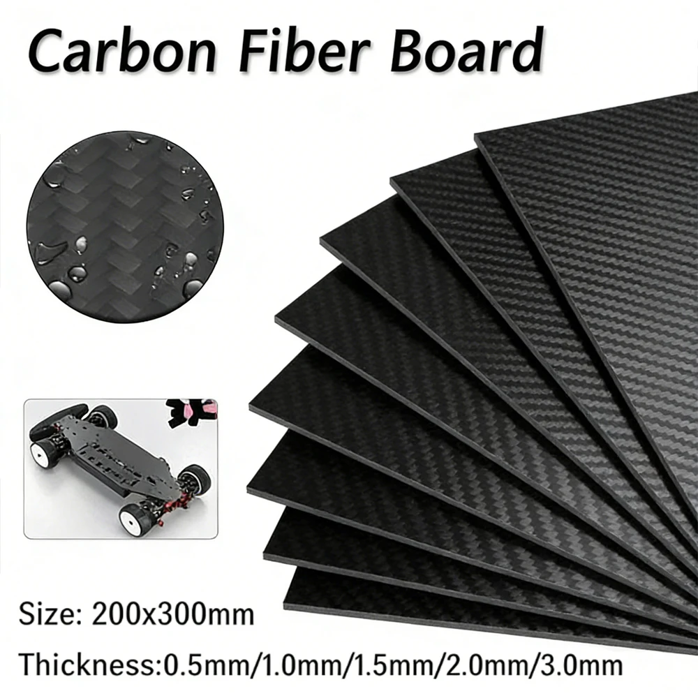 

1pcs 200x300mm 3K Carbon Fiber Board, 0.5-3.0mm Thick Composite Material Plate for Craft Projects & Industrial Applications