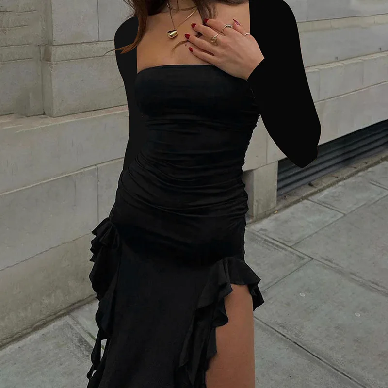 Nuovo Y2K Sexy Hot Girl Monospalla Medusa Stile Fungo Sexy Seno Avvolto Abito Estivo Irregolare