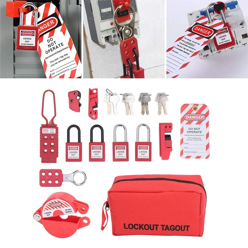 Lockout Tagout Kit, elektrische Sicherheits-Verriegelungs-Vorhängeschlösser Kit Lockpicking Kit für mechanische elektrische Geräte