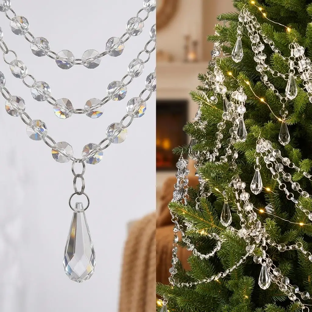 Acrylic Christmas Garland Teardrop Minimalist Christmas Decor Triple Layer Ornament Lightweight Christmas Hanging Ornament