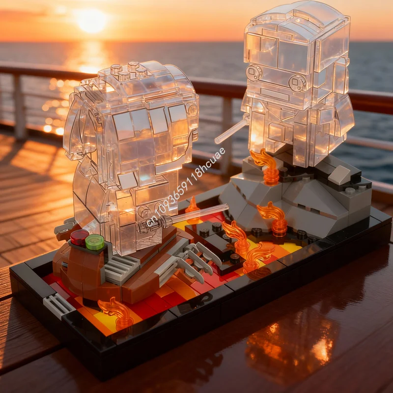 

206 деталей MOC «Звездная битва: Диорама Мустафара» — конструктор BrickHeadz, модель для сборки, идея для рождественского подарка, игрушка для детей