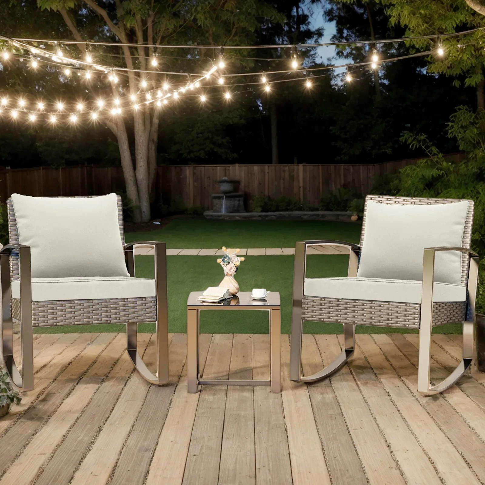 مجموعة وسائد الكراسي الخارجية مكونة من 2 مسند ظهر مقاوم للماء ومجموعة وسائد للمقعد العميق لأثاث الفناء وحشوة إسفنجية عالية المرونة