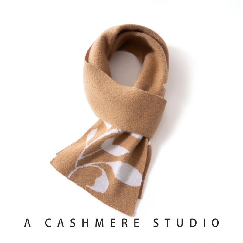 High Quality Real 100% Cashmere Scarves Winter Outdoor Warm Knit Scarf Solid Color Neck Cashmere Scarf For Men/Women