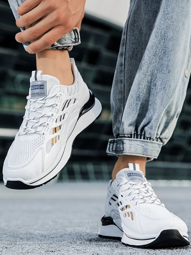 

Дышащая мужская спортивная обувь для бега на толстой платформе с сетчатым верхом, баскетбольные тенденции 2024, спортивные мужские повседневные кроссовки для ходьбы в тренажерном зале