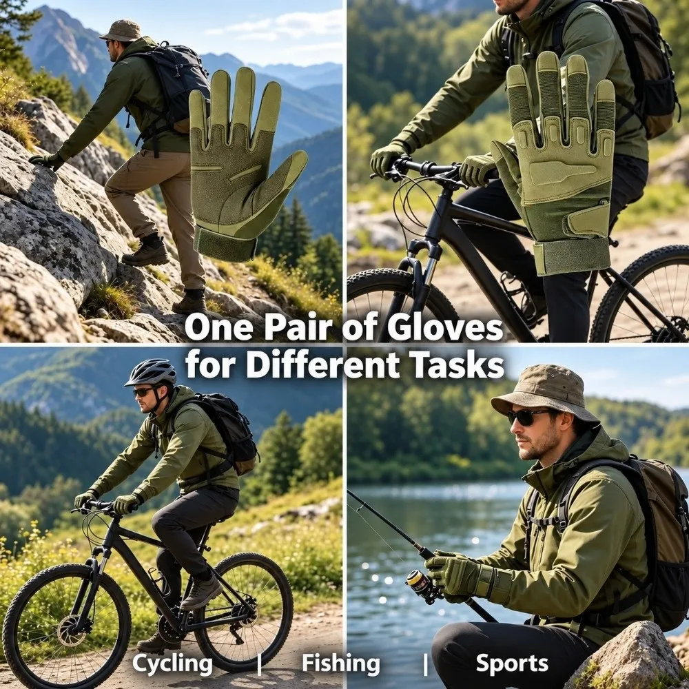 Durable Wear Resistant Full Finger Gloves Anti Slip Hard Knuckle Cycling Gloves Protective Outdoor Sports Gloves Shooting
