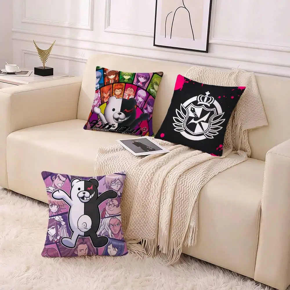 Anime D-Danganronpa Monokuma Pillow Case Pattern Printed Pillowcase For Living Room Sofa Cushion Cover