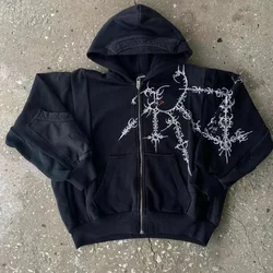 Top Women Black Zip-up Hoodie Goth Skull Butterfly Pattern New in Hoodies & Sweatshirts Gothic Harajuku Couple Outfit Outerwears