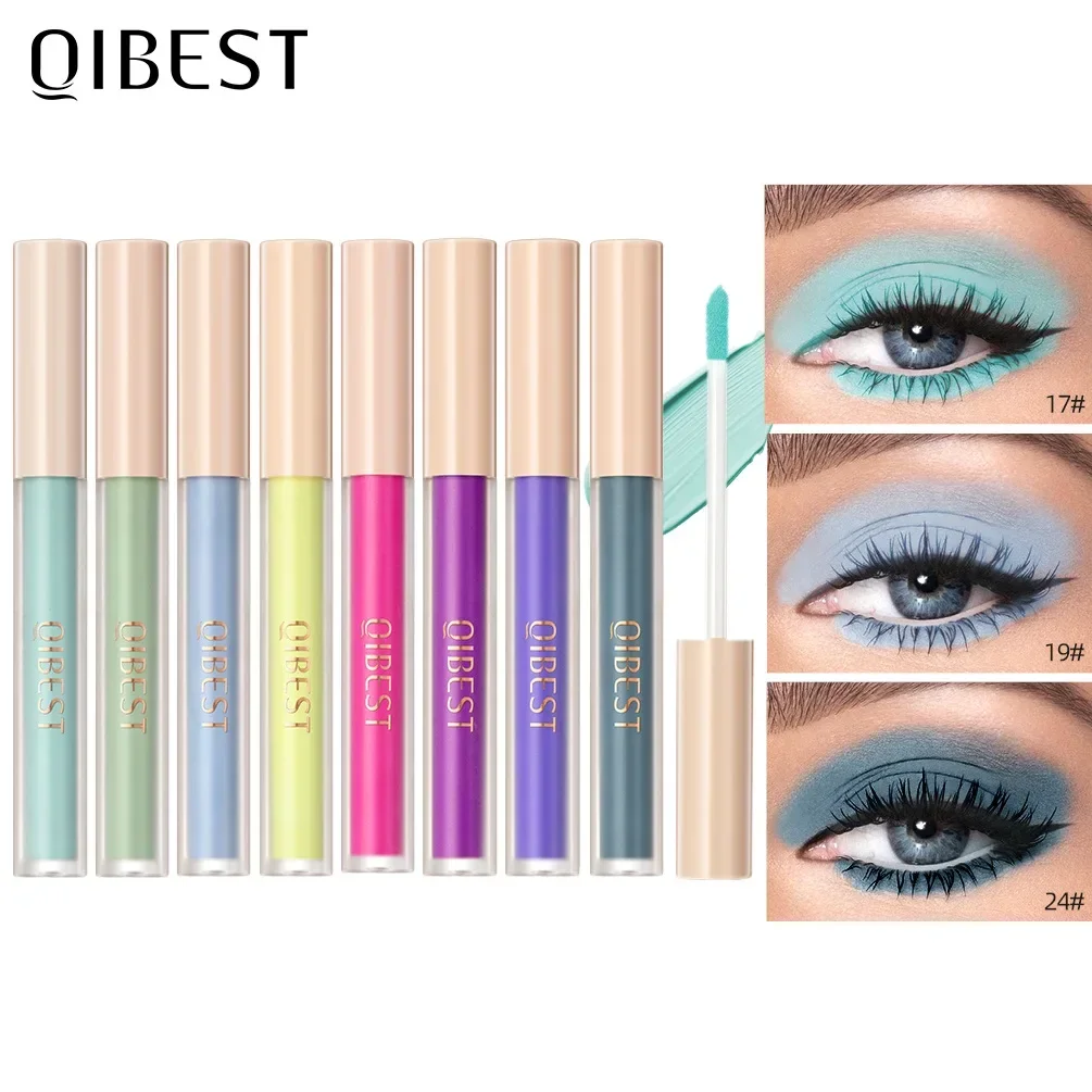 QIBEST Fog Matte Liquid eye shadow Liquid Monochrome Velvet Natural Facial Eye Cheek Earth Color Liquid