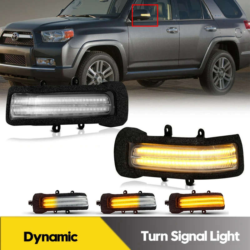 

2Pc No Error For Toyota RAV4 Highlander 4Runner LED Dynamic Side Mirror Light Turn Signal Lamps Sienna Fortuner Car Accessories
