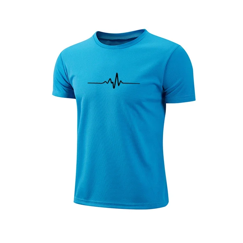 Hot Sales Mens T-shirt Print Casual Exercise Short Sleeve Outdoor Sports Jogging Marathon Clothing Summer Quick-Drying Mesh Tees