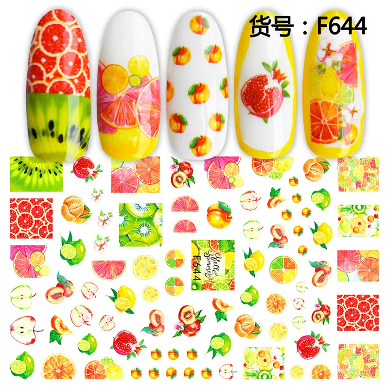 ฤดูใบไม้ผลิผลไม้ใบ3D เล็บ Art Decals Beach Shell Nail Art สติกเกอร์ DIY เล็บสติ๊กเกอร์เล็บอุปกรณ์