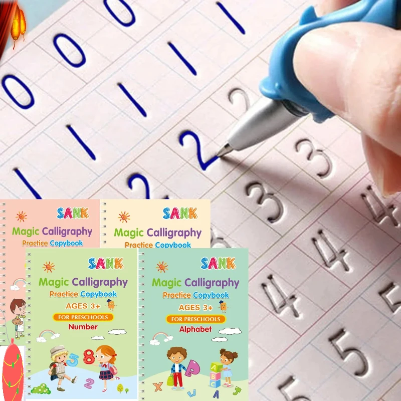 

Sank Magic Practice Copybook Pen Дошкольные дети Каллиграфия Английская версия Бесплатная протирка Детская многоразовая книга для письма