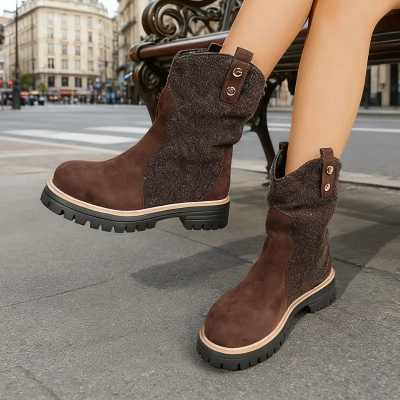 

Ankle Women Boots Flats Suede Shoes Casual Sport Shoes Fashion New Winter Snow Boots 2025 Woman Sneakers Walking Hiking Botas