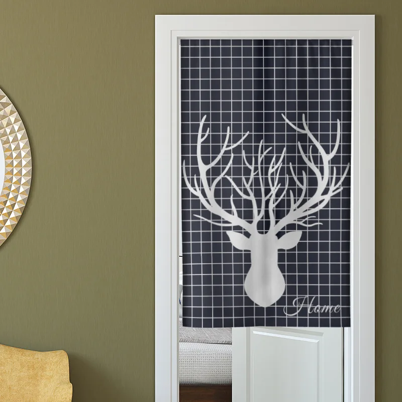 Norwegian reindeer changing room Curtain Privacy Partition Doorway Curtains Kitchen Entrance Noren Linen Hanging Half-curtain