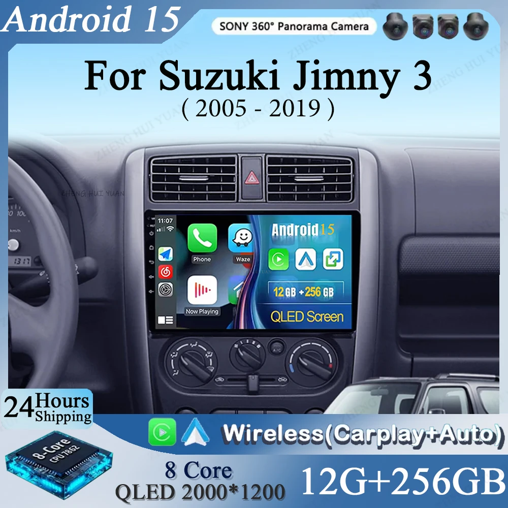 

Android 15 For Suzuki Jimny 3 2005 - 2019 CarPlay Auto Car Radio Multimedia navigation video DVD Autoradio Stereo 2din 4G+BT GPS