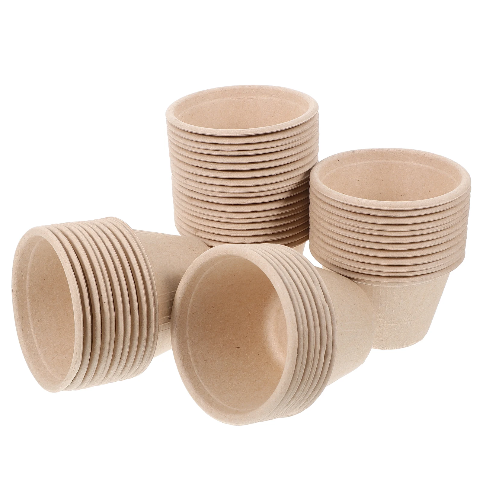

50pcs Disposable Ice Cream Bowls Pulp Dessert Cups Paper Party Bowls Khaki Fruit Cups For Parties Outdoor Activities