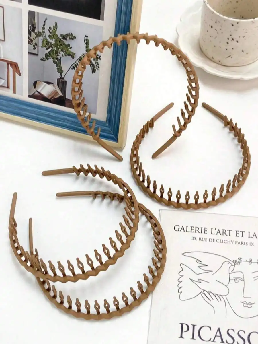 

4pcs Wavy Serrated Headbands Wide Minimalist Non-Slip Hair Accessories Unisex