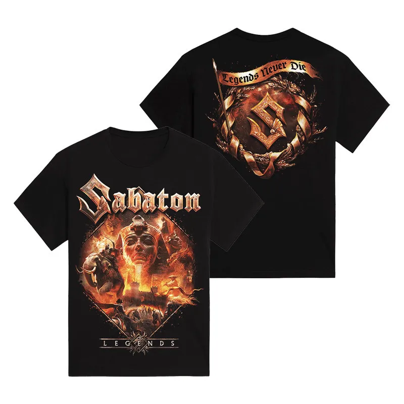 War Boots Band Swedish Metal Rock High Street Vintage Dark Wild Short-sleeved Men's Pure Cotton T-shirt