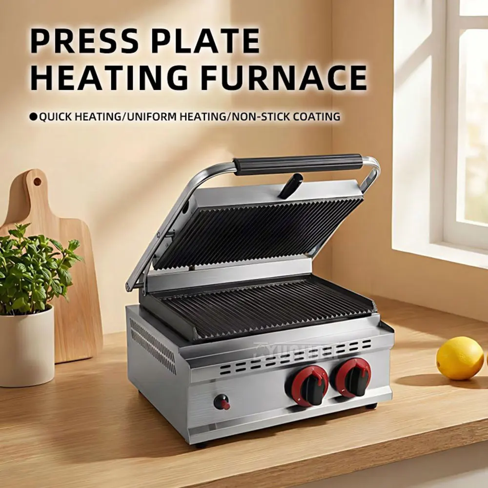 GH-812 Gas Pressure Plate Grill Steak Sandwich Machine Commercial Kitchen Equipment for Restaurant