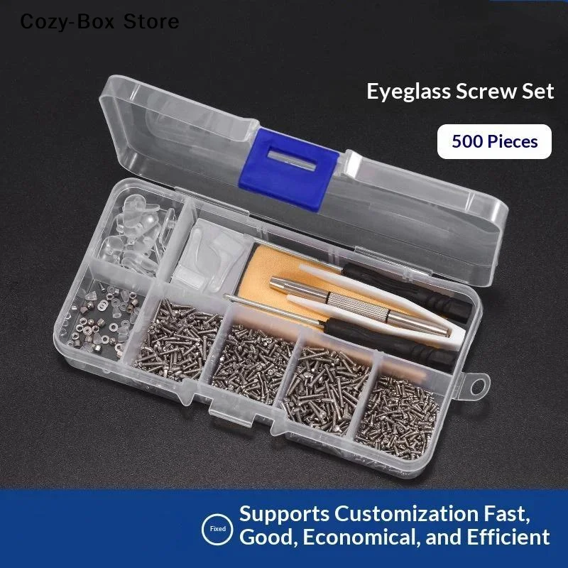 [ZY]500 /1000Pcs Eyeglasses Sunglass Repair Tool Kits With Screws Nose Pads Screwdriver Nuts Tweezers Optical Parts Assorted[ZY]