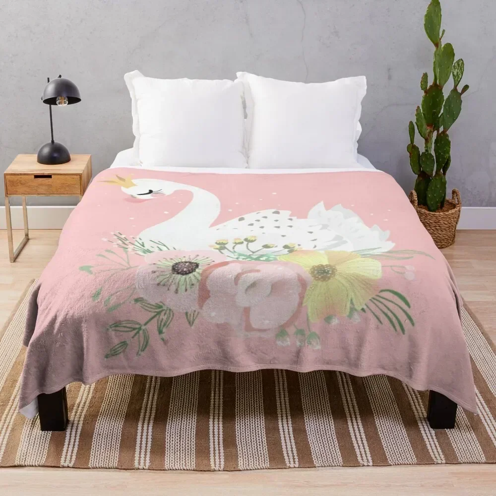 

swan princess, a magic fairy tale for kids Throw Blanket Stain Resistant Cozy Warm Blanket