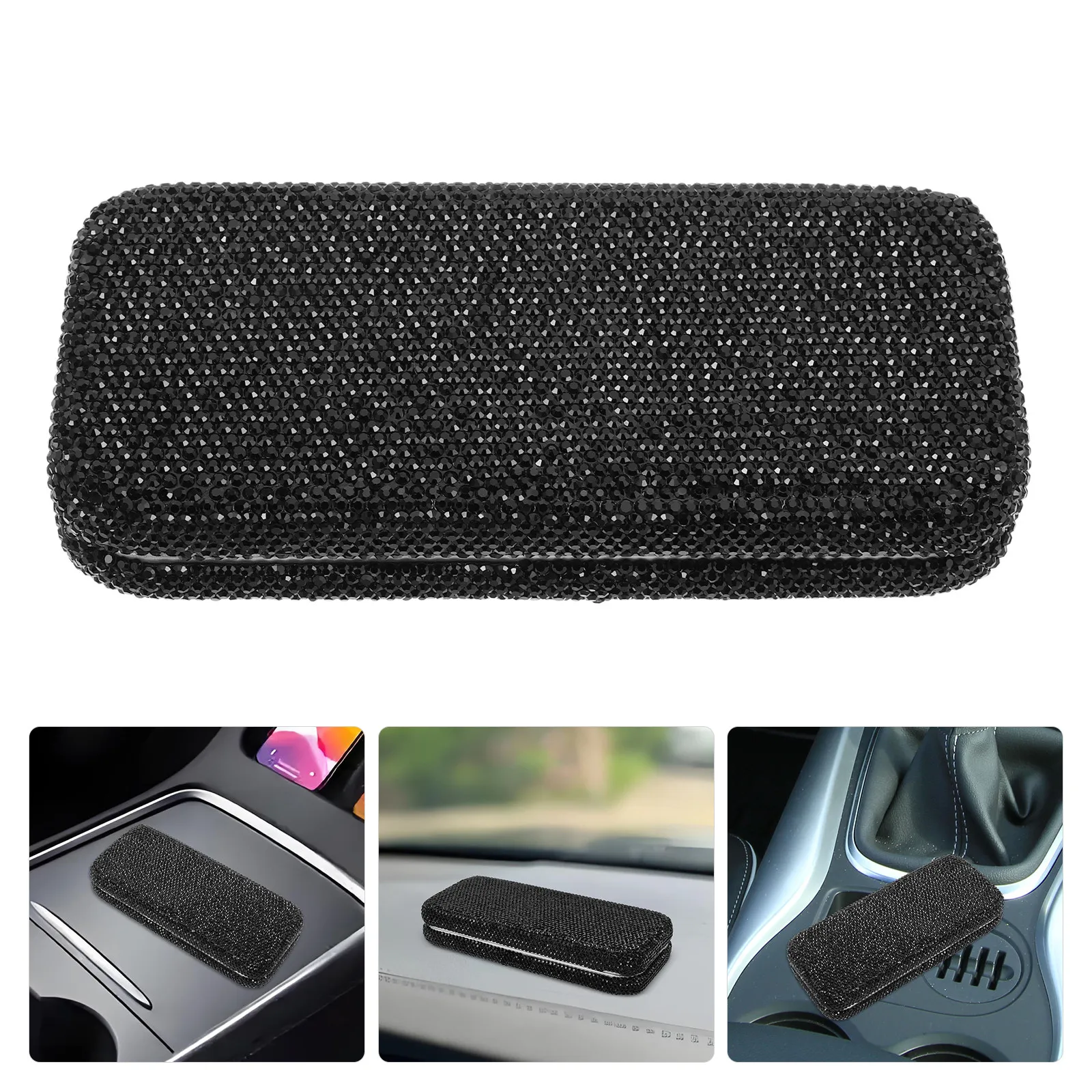 

Sunglasses Organizer Case Rhinestone Design Luxury Eyeglass Container Compact Storage for Vehicle Daily Commute and Travel