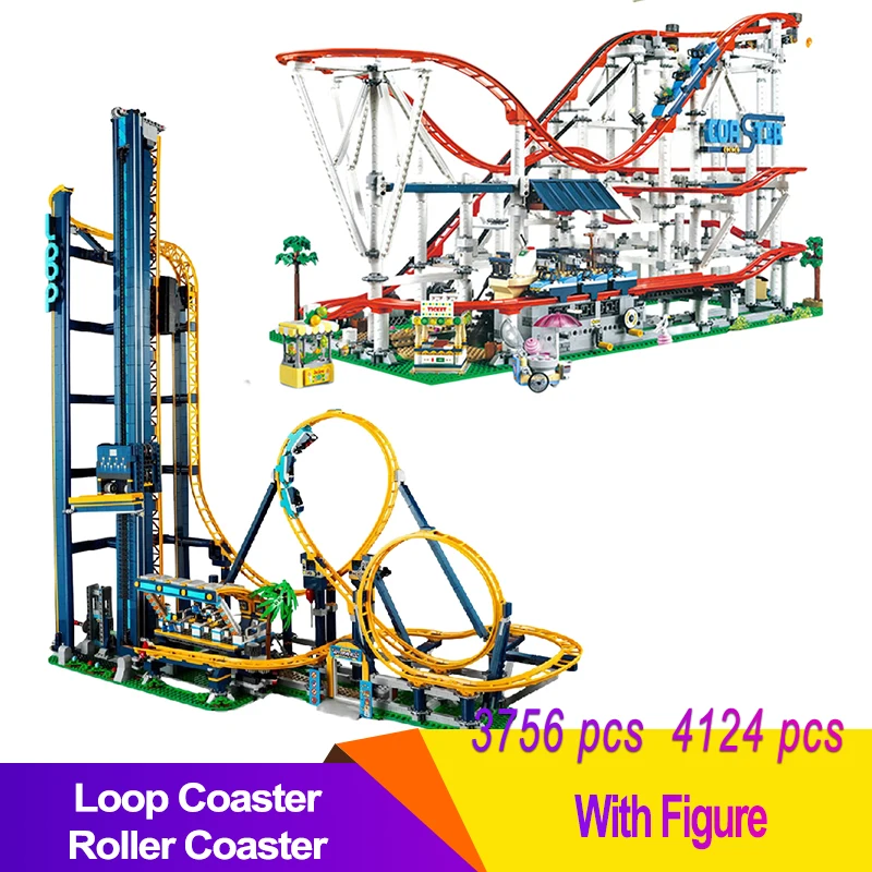 Led Lights With Motor Roller Loop Coaster Building Blocks Compatible 10261 10303 Kid DIY Model Toys Birthday Christmas Gifts