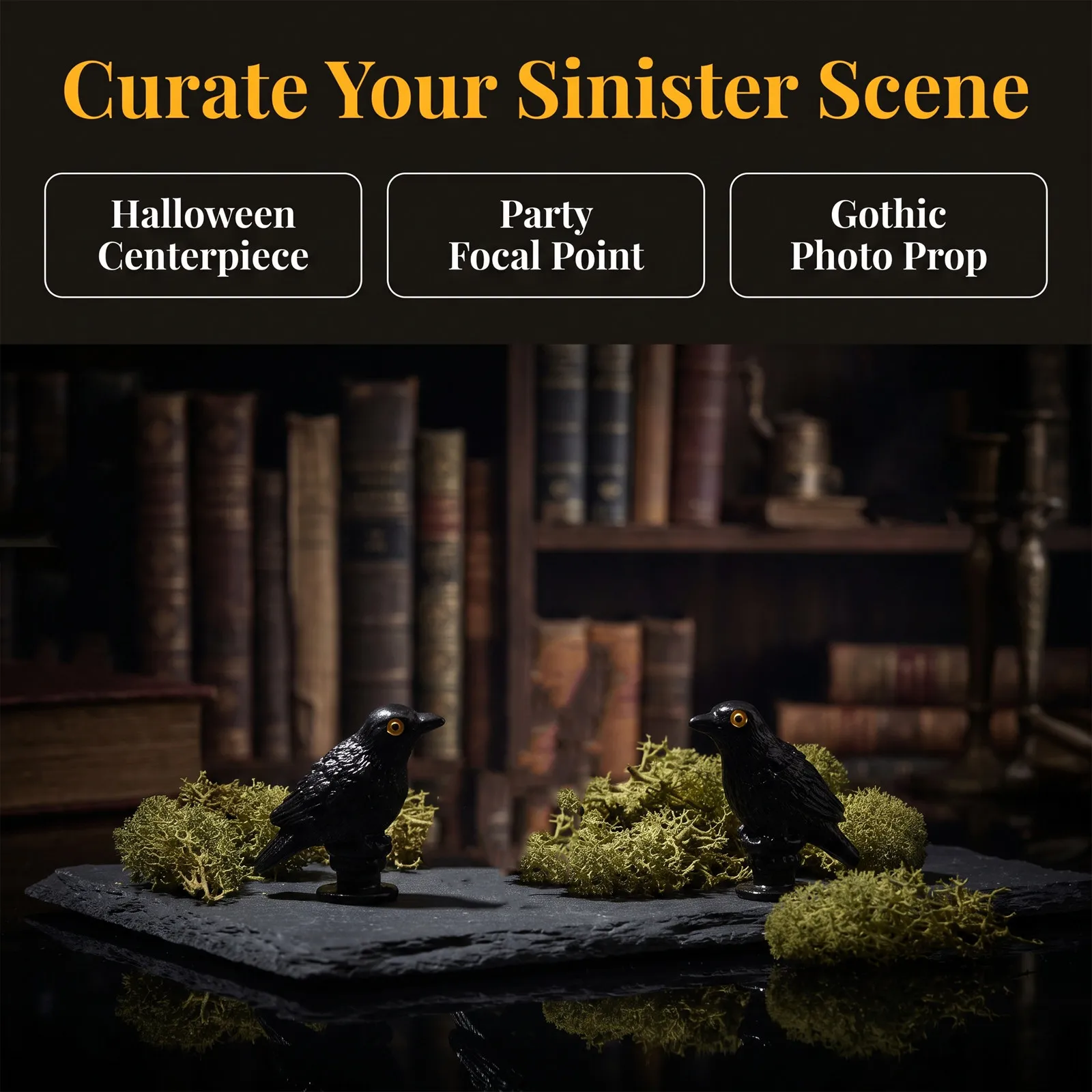 30pcs Simulation Resin Black Crow Halloween Miniature Black Crow Figurines Prop Fake Bird Ghost Festival Halloween Decoration