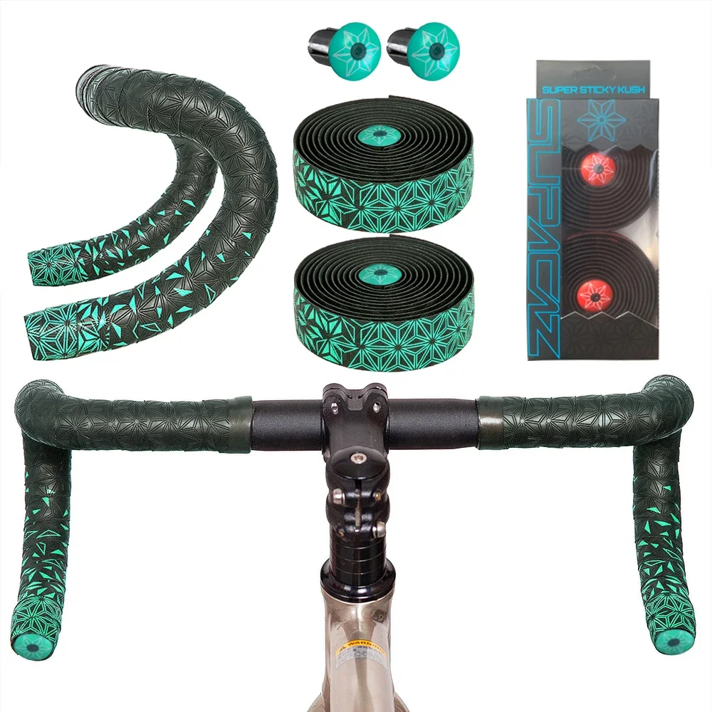 Rennrad-Lenkerband Super Sticky Kush Star Fade Lenkerband EVA/PU Fahrrad Anti-Rutsch Stoßdämpfer Wickelband Mit 1 Paar Lenkerstopfen – Detail 9