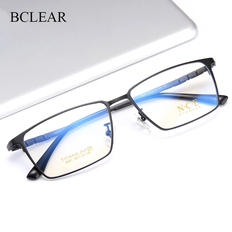 

BCLEAR DESIGN Men Pure Titanium Glasses Frame Fashion Male Square Ultralight Eye Myopia Prescription Eyeglasses High Quality Hot