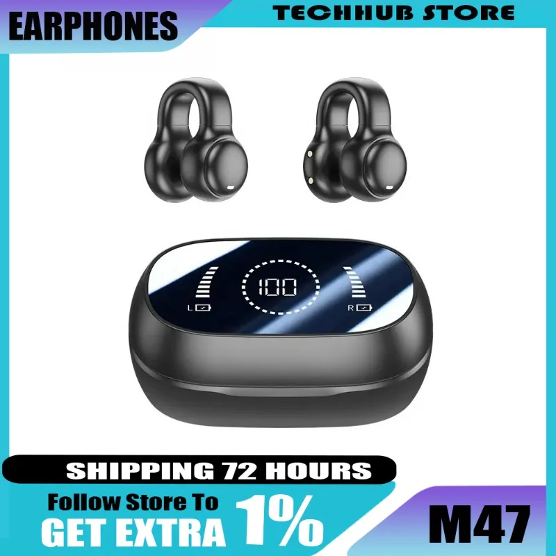 سماعات أذن لاسلكية أصلية M47 سماعات بلوتوث للحد من الضوضاء سماعات توصيل العظام مع ميكروفون مجاني #1