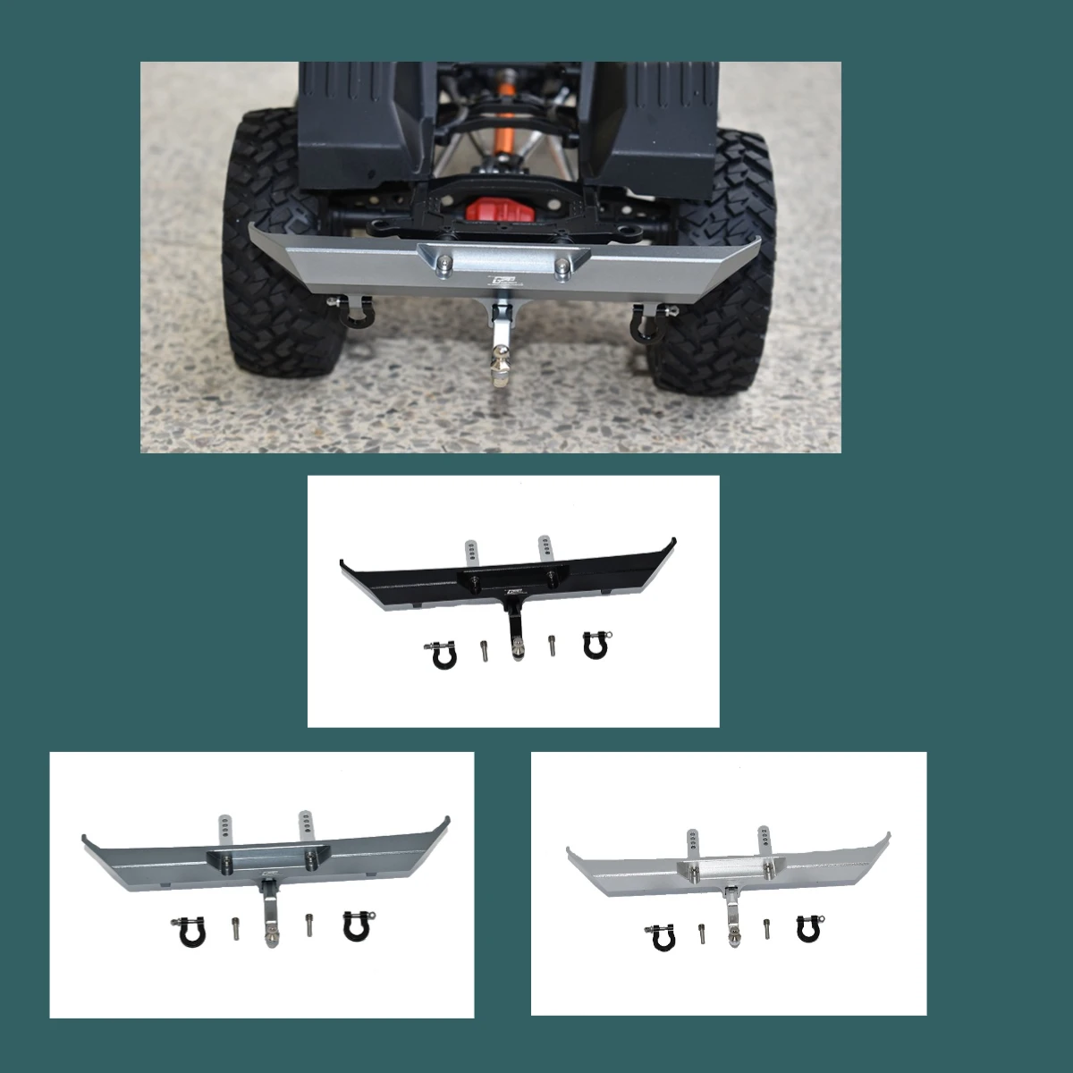 

GPM Aluminium Rear Bumper +D-Rings+Tow Hook For AXIAL SCX10 III Jeep Wrangler