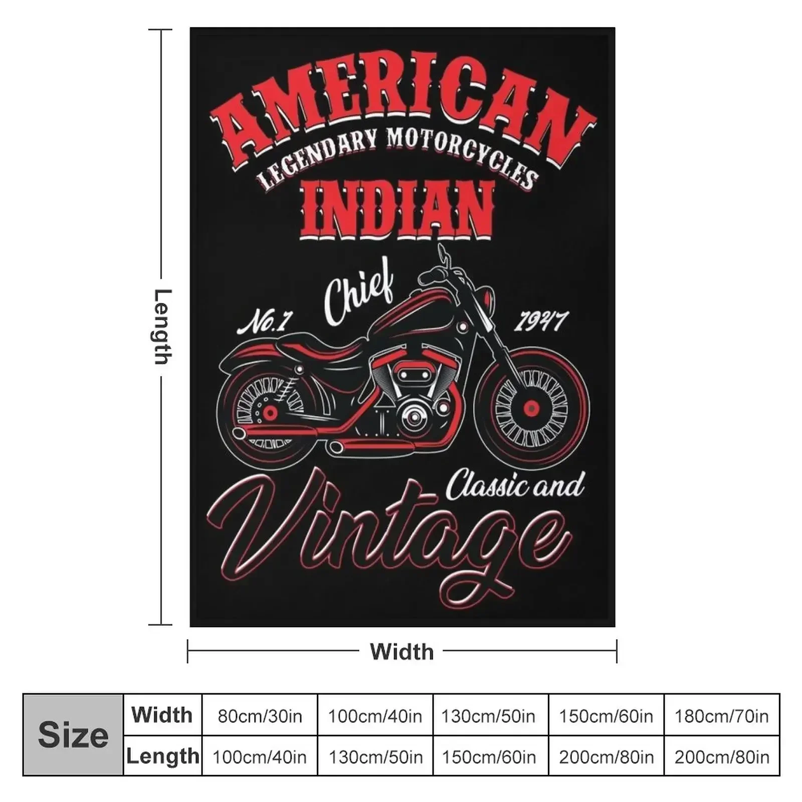 American Legendary Motorcycles Indian Chief No 1 1947 Classic and Vintage Throw Blanket Custom Soft Big Blankets