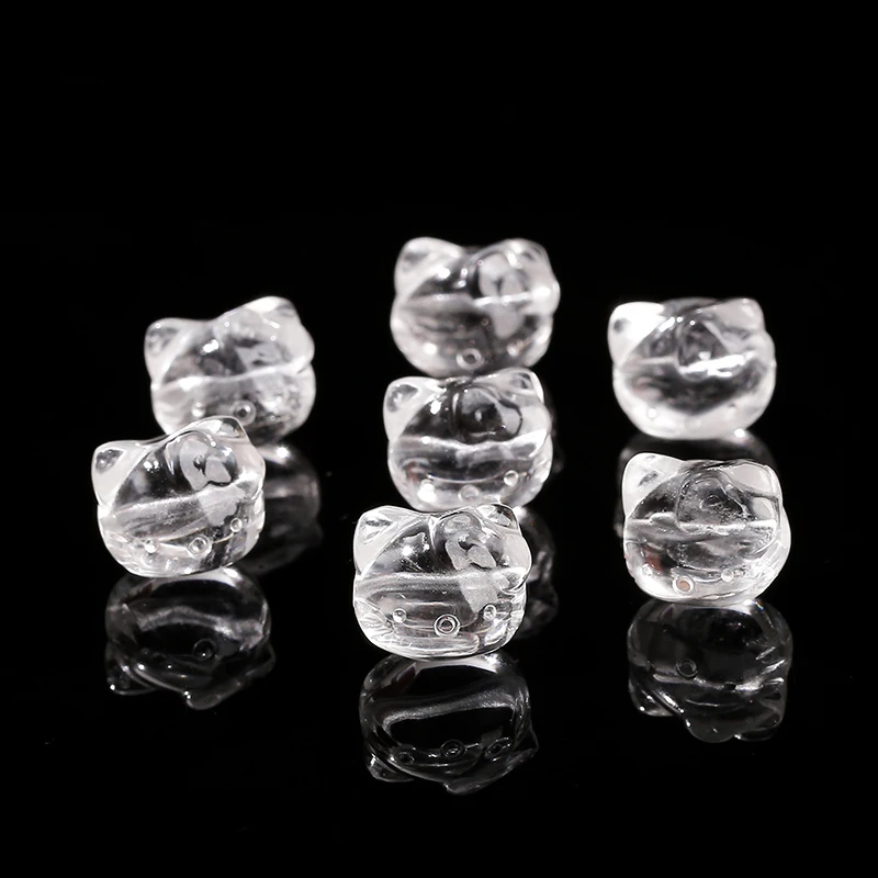 1 Pc Natural Rock Quartz Kitty Cat Head Bead Crystal Carved Smooth Bead For Jewelry Making Diy Necklace Bracelet Accessory