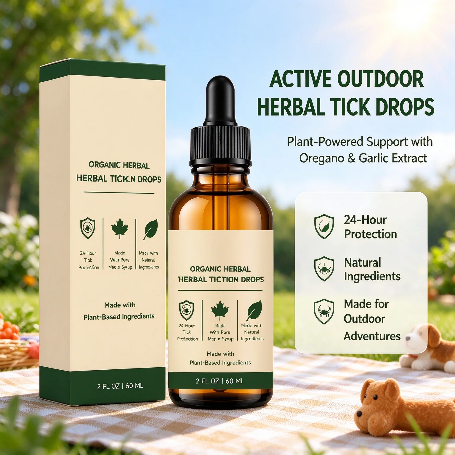 Outdoor Herbal Oral Drops Oregano & Garlic Extract Liquid Tincture Immune Antioxidant Respiratory Gut Cleanse Support